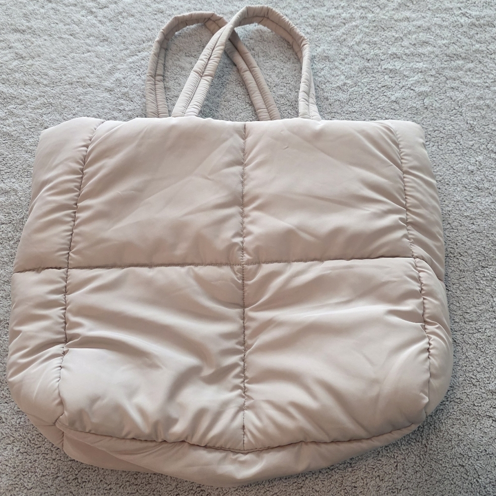 H&M Cream Quilted Tote Bag